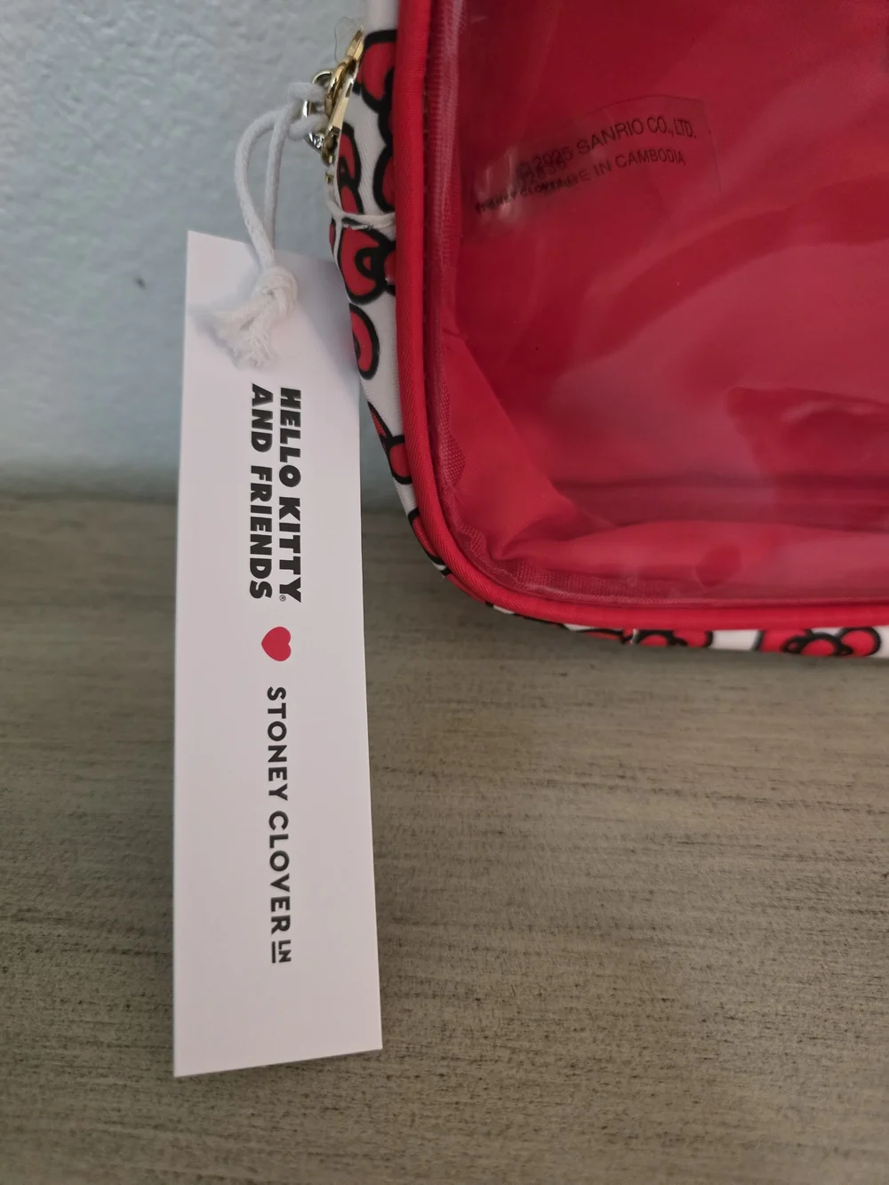 Stoney Clover Lane Red Hello Kitty Clear Cosmetic Pouch